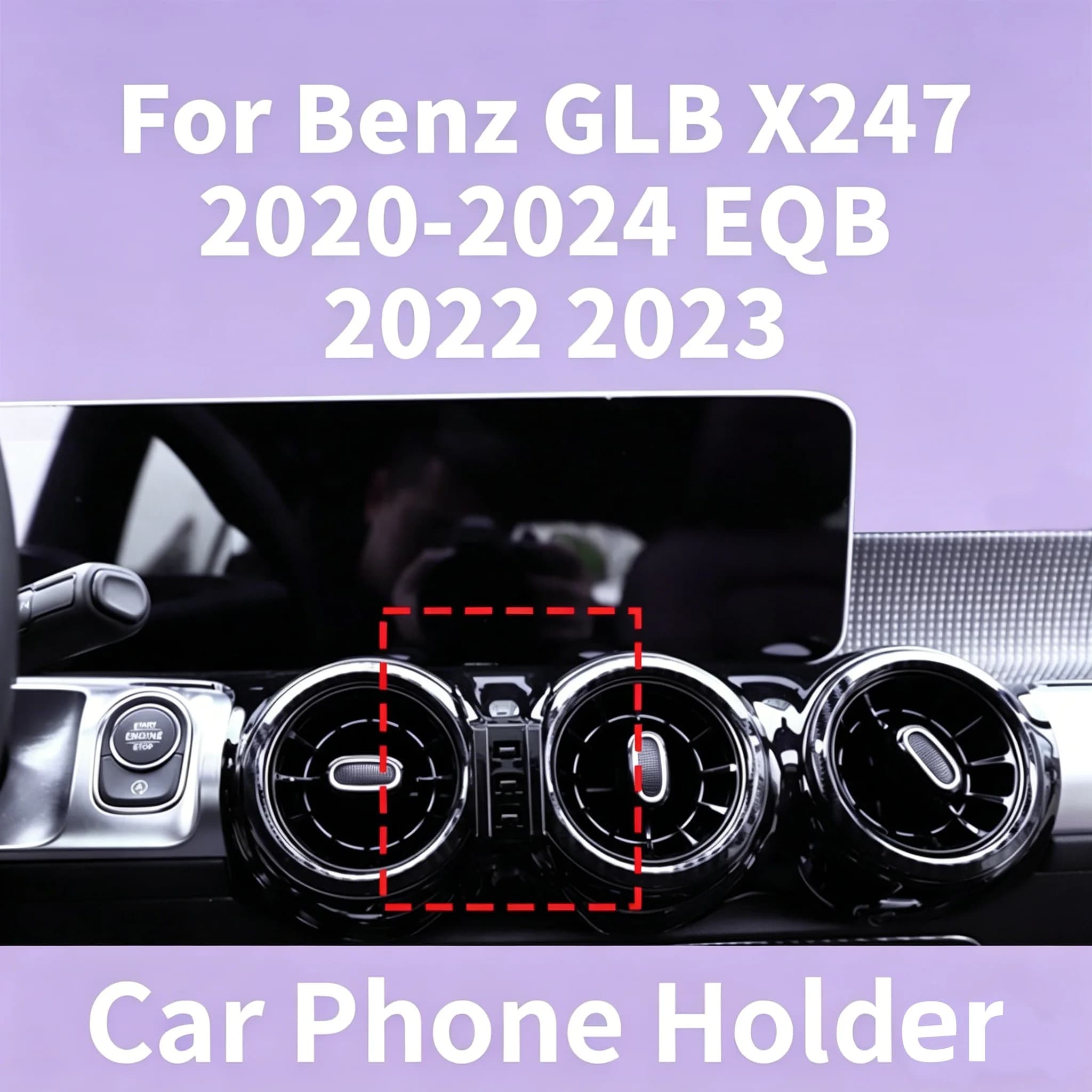 Base a Incastro per Mercedes-Benz GLB X247 2020-2024 EQB 2022-2023, Supporto Telefono Auto Compatibile con Vari Stili di Supporti per Telefono