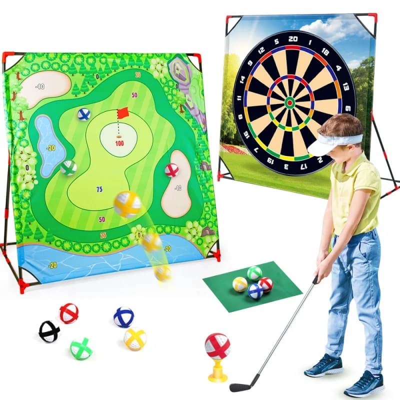 Giocattoli per bambini Tuta da golf Tappetino per palline da golf Putting Giocattoli per esercitazioni Gioco di sacchi di sabbia da lancio per interni ed esterni Giocattoli sportivi genitore-figlio