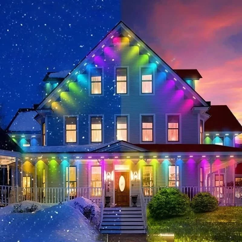 Luci esterne Permanenti Smart RGBIC Eaves Luci a LED Festival Illuminazione lampeggiante Stringa di fata per decorazioni natalizie