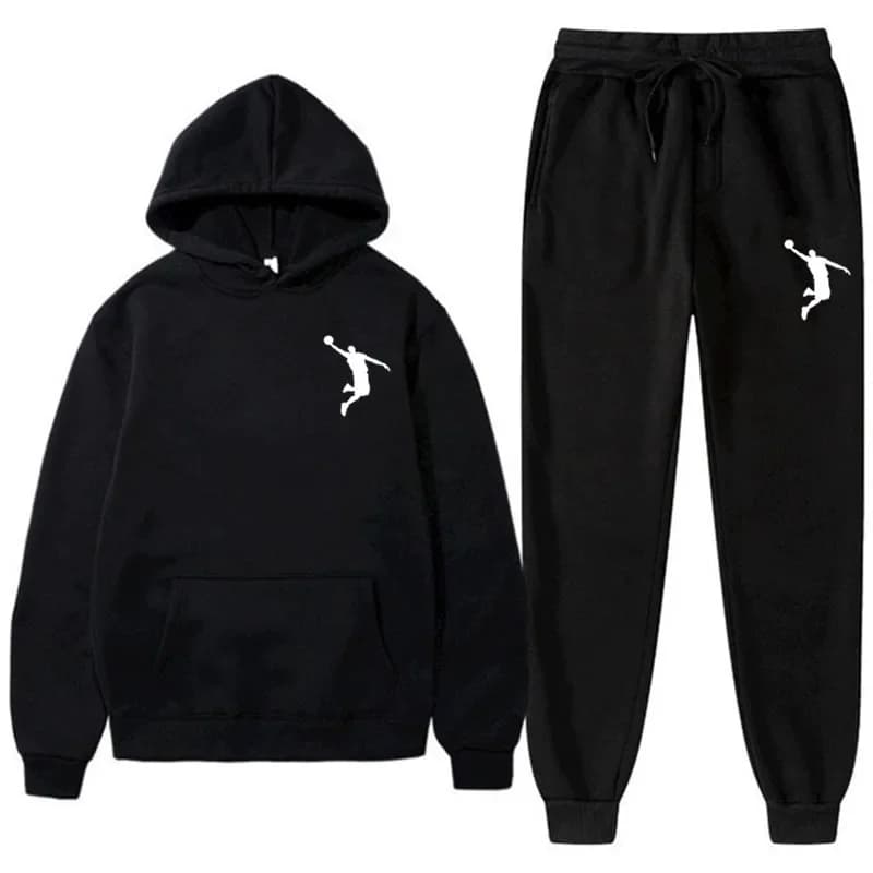 Tute casual autunnali e invernali di nuova moda da uomo, set di felpe con cappuccio e pantaloni della tuta stampati, felpe di lana calde e felpe casual