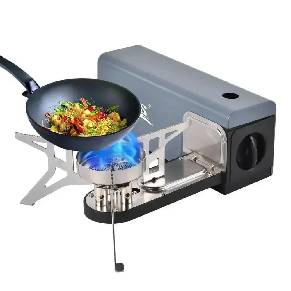 Fornello a Cassetta Pieghevole BRS da 3800W, Modello BRS-97, Bruciatore Portatile per Campeggio, Picnic, Barbecue, Fornello a Gas Antivento per Hot Pot