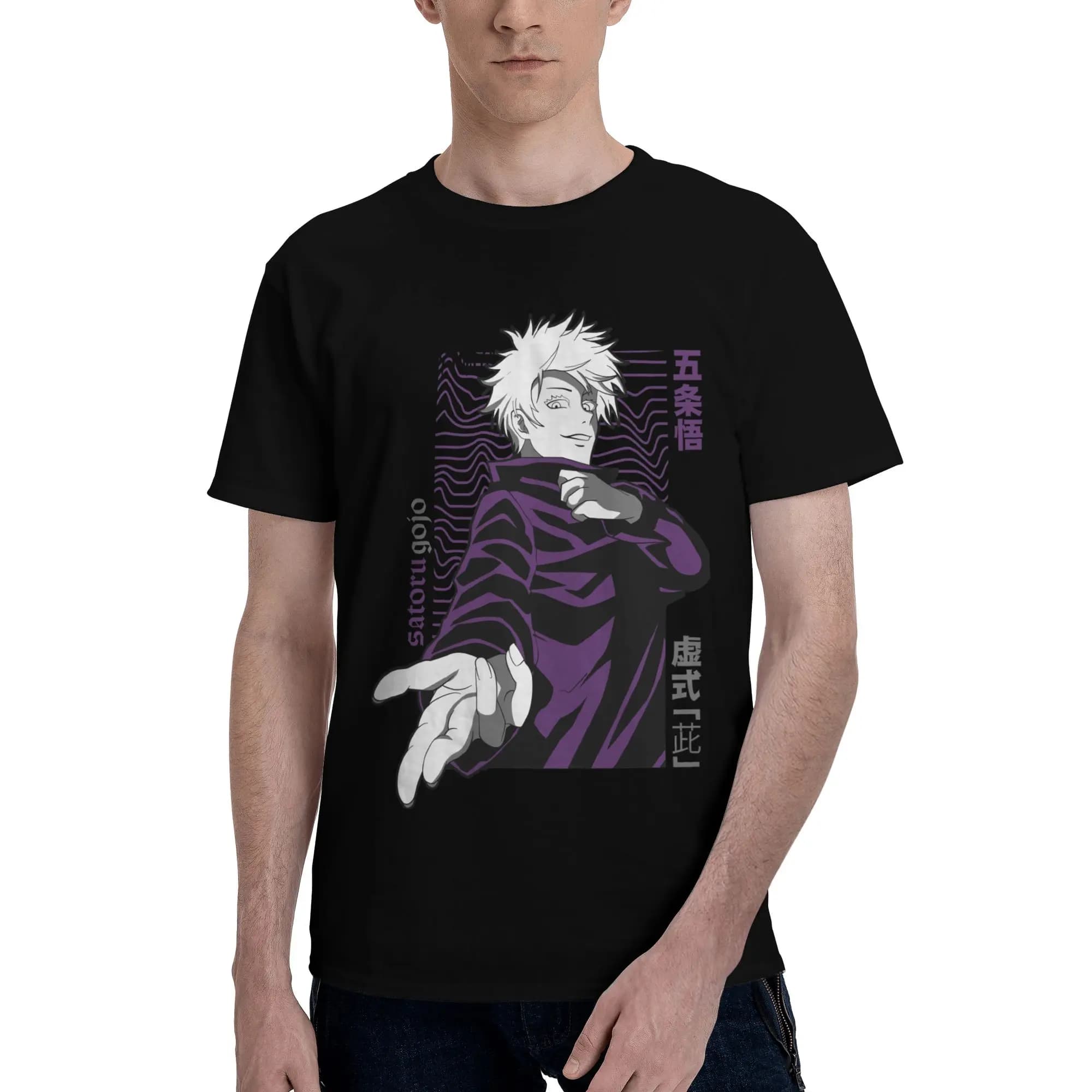 T-shirt da uomo Anime Jujitsu Kaisen, abbigliamento anime giapponese, maglietta hipster a maniche corte, 100% cotone.