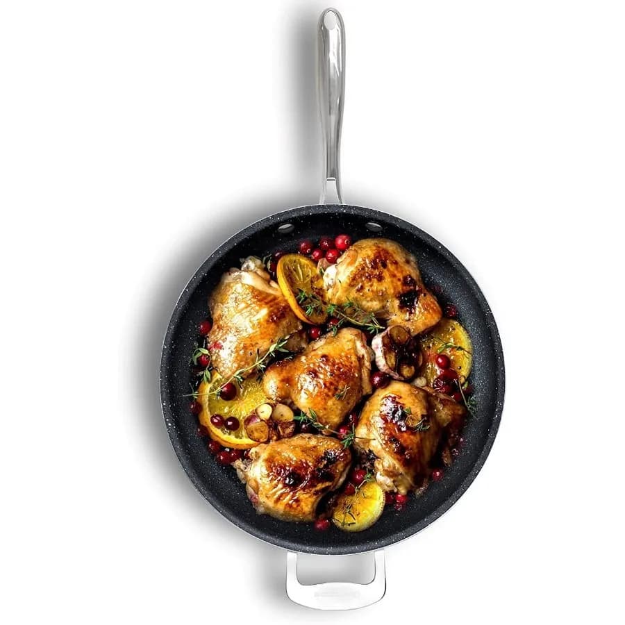 Diamond Nonstick Frying Pan 14" inch Large Skillet Fry Pan with Helper Handle Non Toxic Cooking Pan Cookware Black