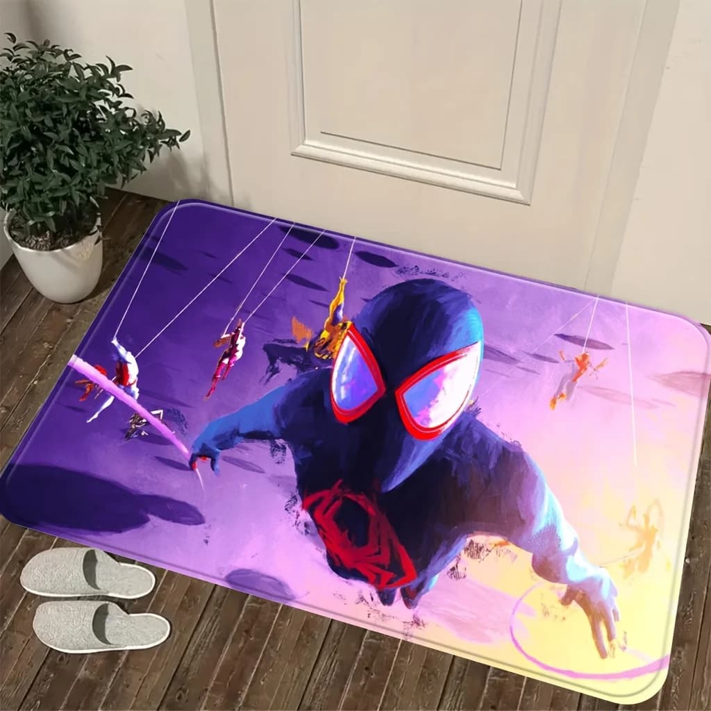 Tappetino da pavimento Marvel con stampa di cartoni animati, 1 pezzo, illustrazione di scena con posa dinamica e personaggi di eroi che si oscillano nell'aria, facile da usare