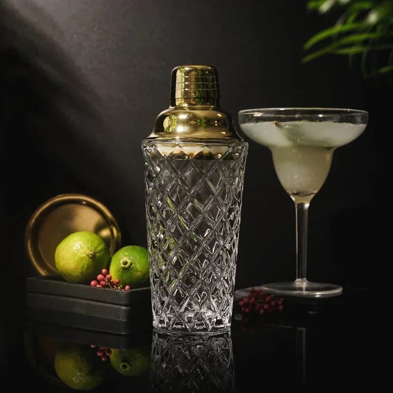 Kit Shaker per Cocktail in vetro, Set per Mocktail Martini da 13 once con coperchio in acciaio metallico a tenuta stagna per uso domestico e carrello da Bar