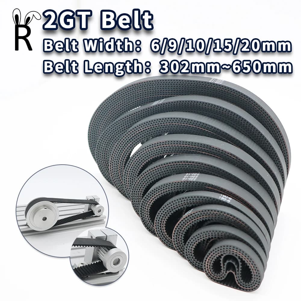GT2 cinghia in gomma lunghezza 302mm-650mm 2M larghezza cinghia 6mm 15mm 20mm cinghia dentata chiusa 10mm per parti della stampante 3D cinghia dentata da 9mm 2GT