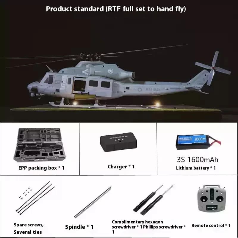 Goosky E2 Uh-1y Venom 1/35 Elicottero RC 6 Canali 3D con Doppio Motore Brushless a Trasmissione Diretta e Sistema GTS