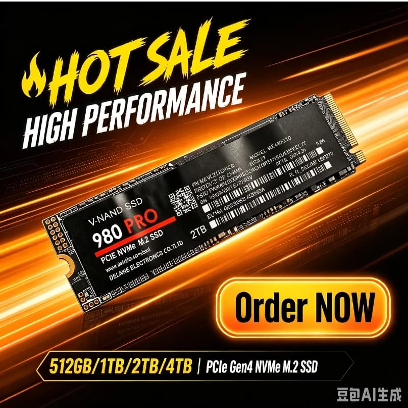 New 980Pro M.2 NVMe PCIe 4.0 NGFF SSD Up to 7450MB/s High‑Speed Storage Drive for Gaming Desktop Creative Editing Laptop PC