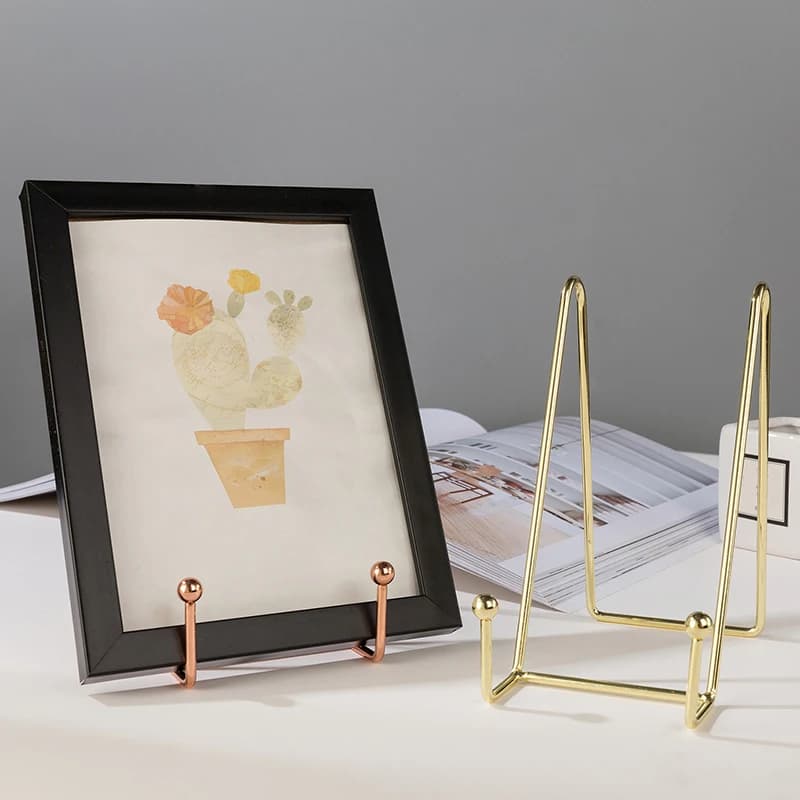 1pc Plate Display Stand Picture Easel Metal Plate Stands Holder Art Pictures Frame Display Plate Dish Tabletop Photo Decorative