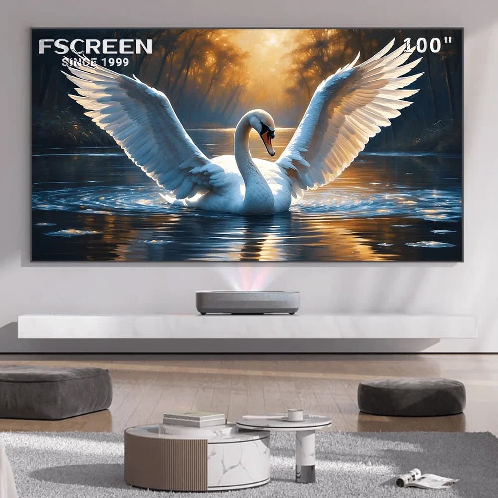 Fscreen Aura Series Schermo per proiettore a pannello rigido Fresnel ALR da 100 pollici per proiettore UST Schermo ALR Schermo TV e Home Theater