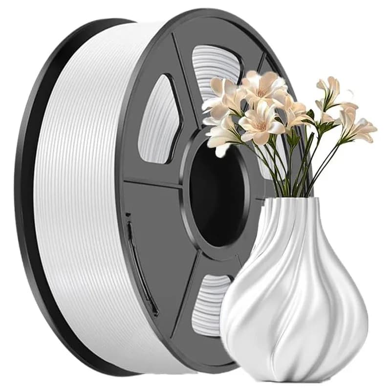 3D Printer Filament in PLA Silk 1.75mm, 250g, Dimensional Accuracy +/- 0.03mm, Compatible with Most 3D Printers FDM, White