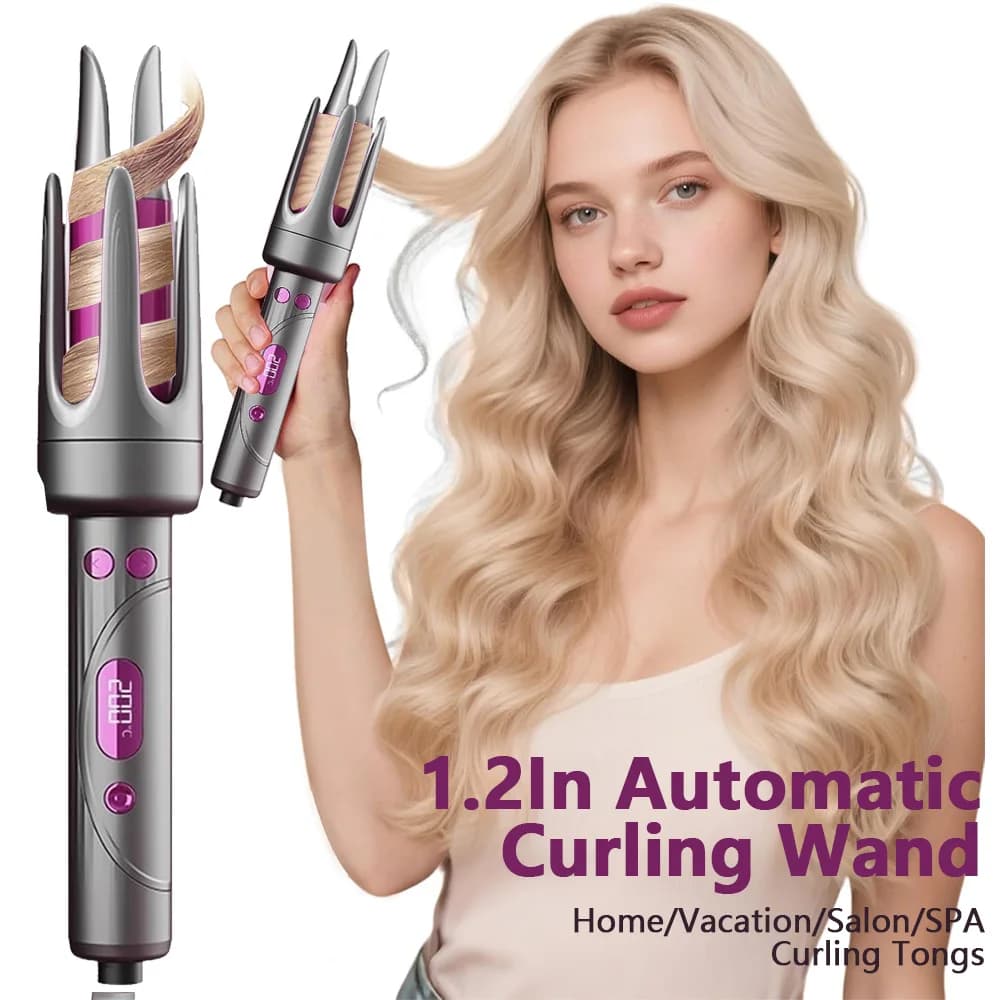 Automatic curling racks 32 mm voluminous waves, digital display Bigodino for hair in ceramic tormaline with 4 heat settings Crespo-Fre