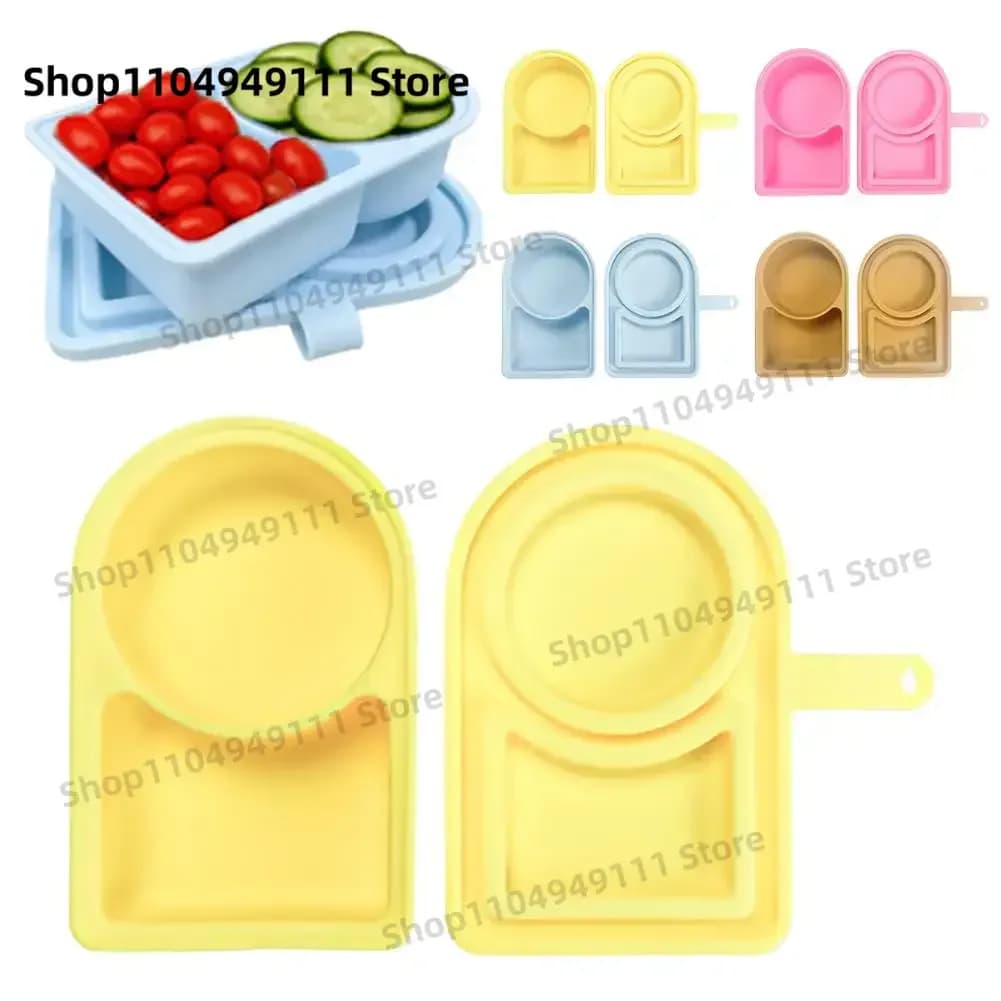 Contenitori per snack e immersioni Contenitori per snack in silicone a prova di perdite con coperchi, conservazione degli alimenti a doppio scomparto per condimenti, snack per salse