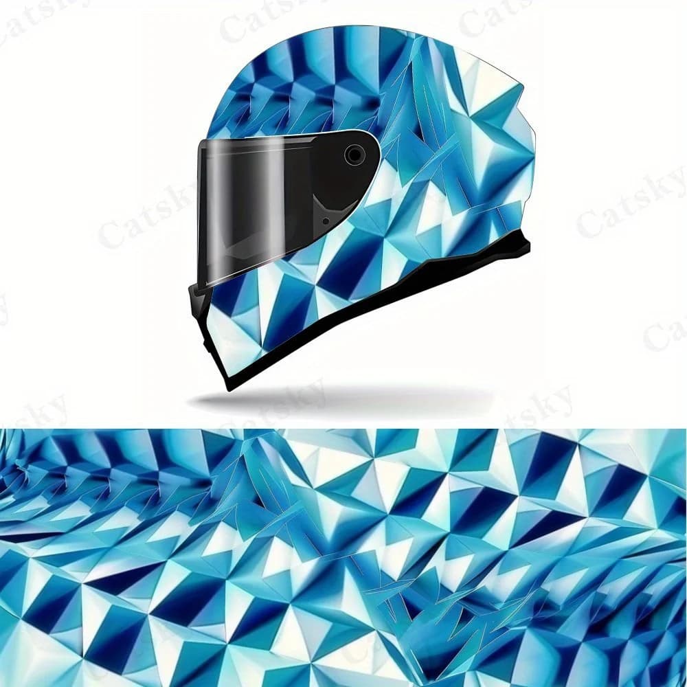 Adesivo per casco tunnel tridimensionale con diamante blu integrale - PVC impermeabile, adesivo personalizzato per casco da corsa motociclistico,