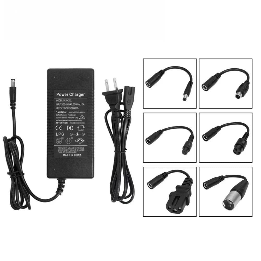 Universale 42V 2A con 6 cavi adattatori Caricabatteria per scooter elettrico per Xiaomi M365 Pro 1s per Ninebot ES1 ES2 ES4