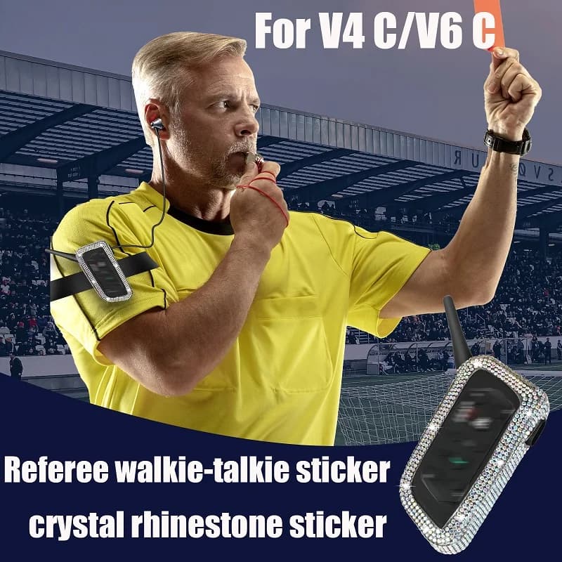 Per EJAES V6 Pro/V4 Plus Arbitro di calcio walkie-talkie Adesivi decorativi Adesivo con strass di cristallo per citofono Bluetooth