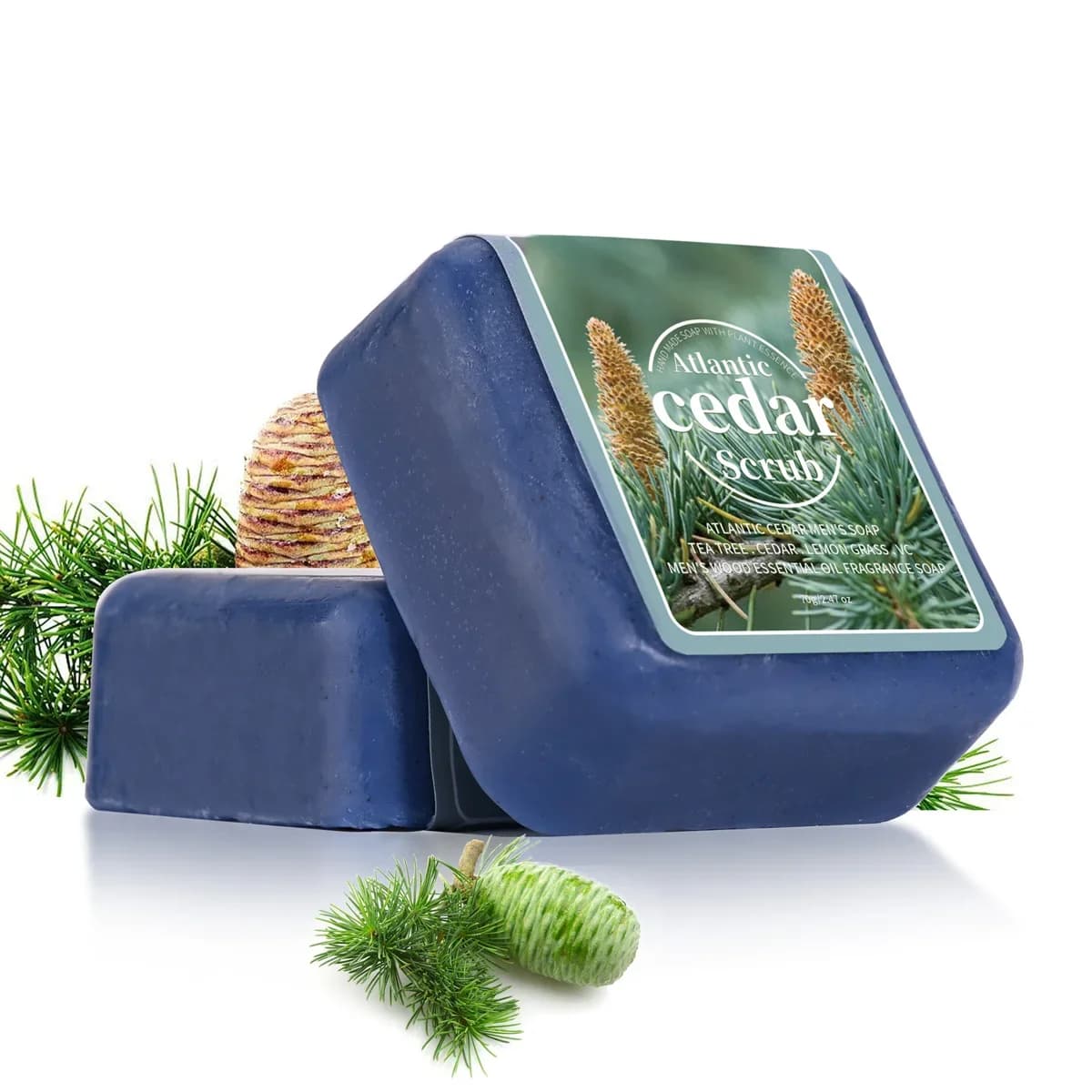 Sapone all'olio essenziale di cedro da uomo, sapone portatile da viaggio per hotel, sapone detergente profondo con fragranza legnosa, sapone fatto a mano, sapone per viso e corpo