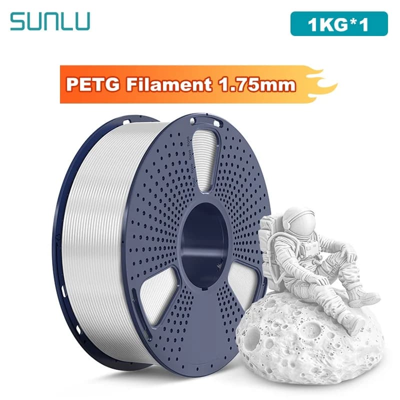SUNLU 1KG PETG/Filament for 3D Printer Transparent Coil 1.75 mm 1000 g (2.2 pounds) Prewashed Filament without knots Suitable for most FDM printers