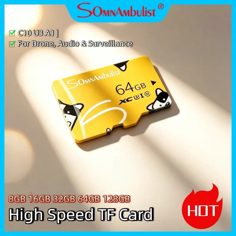 SomnAmbulist 64GB Mini TF Card High Speed C10 U3 A1 Memory Card for Drone Audio Surveillance Device 64GB TF Card Pro