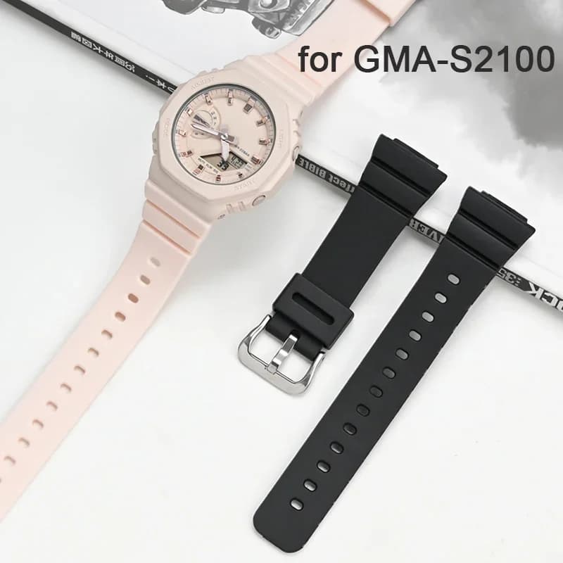 Cinturino rosa rosso da 16 mm per Casio G-SHOCK GMA-S2100 Accessori per bracciale con cinturino impermeabile in resina di gomma a sgancio rapido da donna