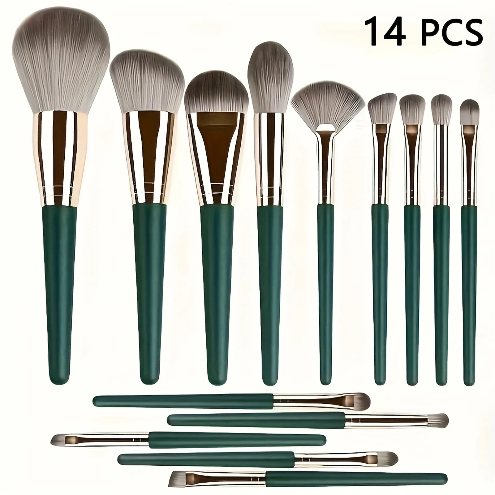 Set di pennelli morbidi per il trucco da 14 pezzi, pennelli per fondotinta, pennelli per ombretto in polvere, set completo di strumenti per il trucco per principianti e professionisti