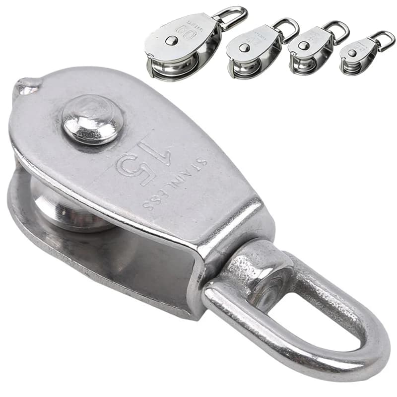 Stainless Steel Pulley M15/M25 Single/Double Wheel Swivel Lifting Rope Pulley Set Lifting Wheel Tools Wire Rope Crane Pulley
