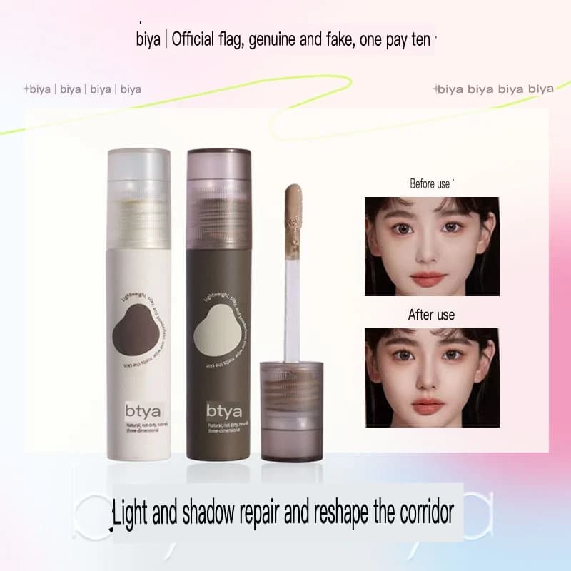 Biya Liquid Contouring Stick with high gloss, three-dimensional shadow for the nose, concealer, eyewear, pits and illuminating for the face