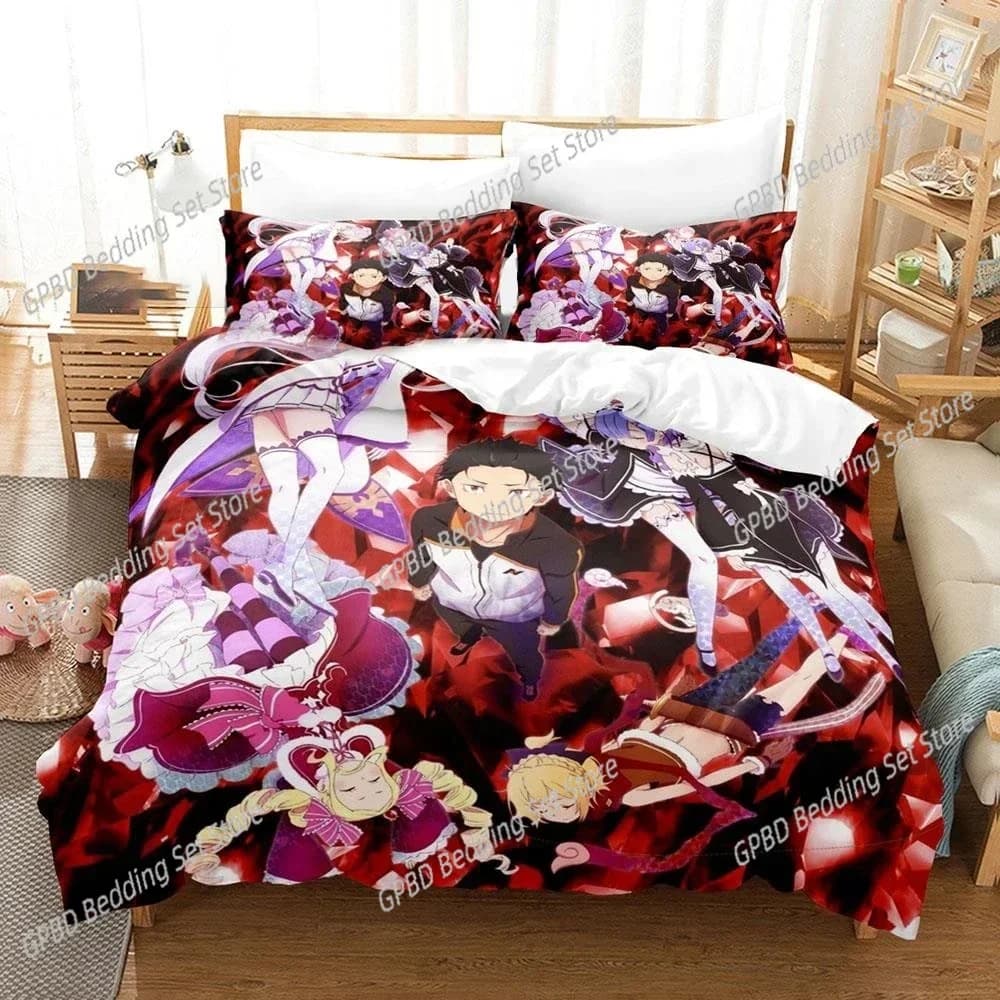 Anime Re Zero Rem Ram Emilia 3D NEW Duvet Cover Pillowcase Bedding Set Adult Boy Bedroom Decoration Children Single Double Large