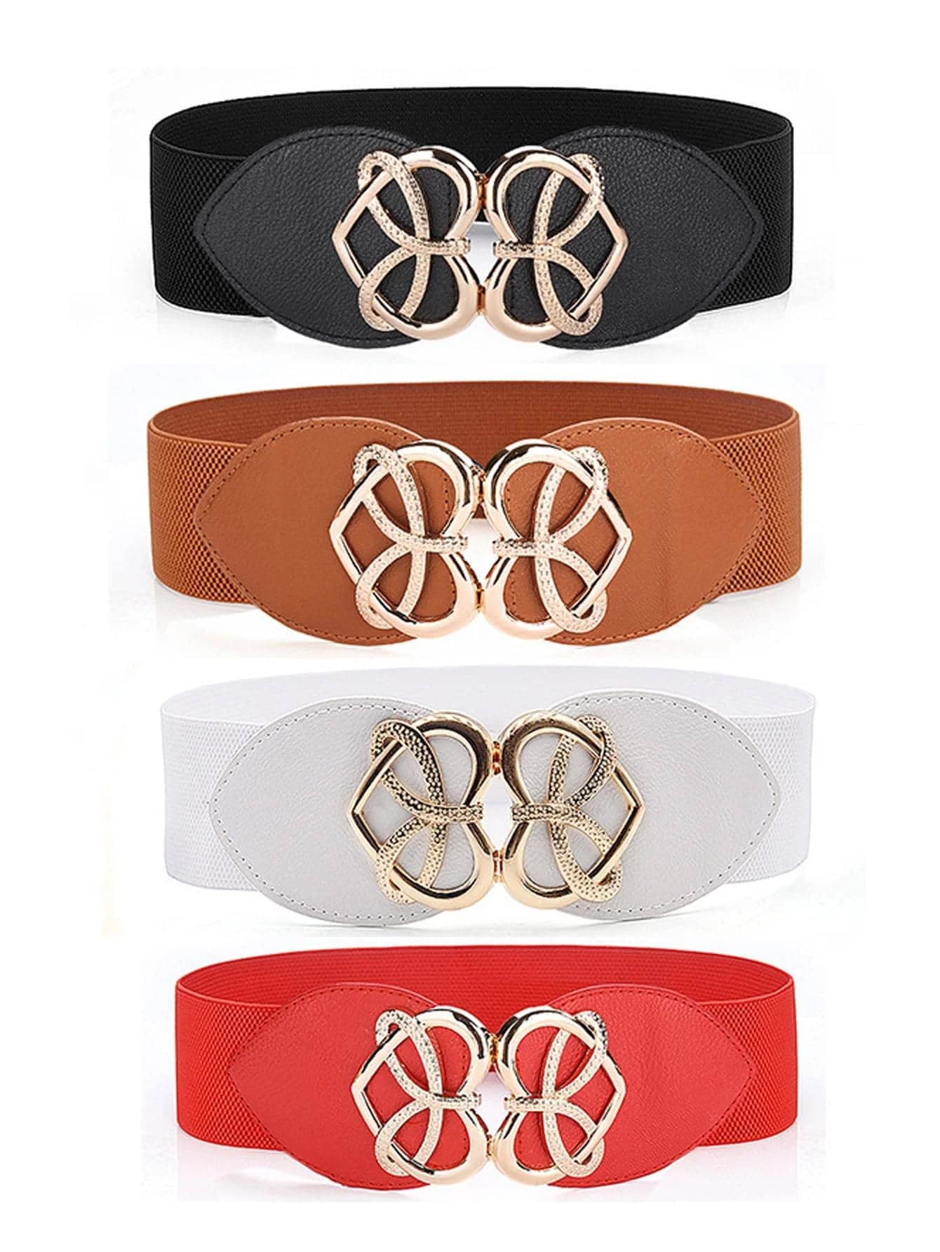 1/2/3/4Pcs Elastic Waist Belt With Buckle Decor Fashion Waist Accessory for Women, Suitable for Summer Autumn School Halloween Valentine's Day