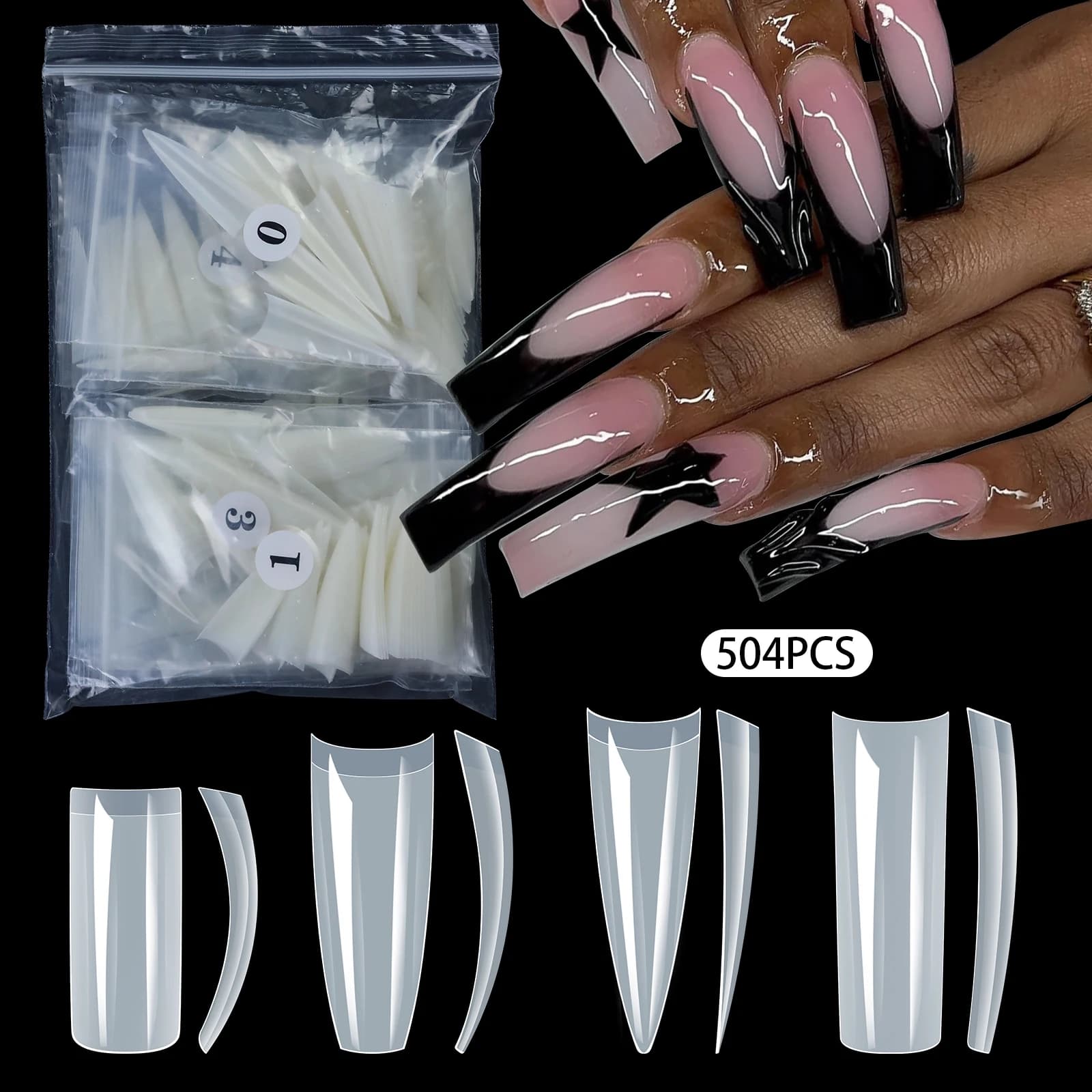 New 504 pcs French Half Covered Nails Bare Nail Presses On Acrylic Nails Extension Tools FAI FROM YOU Scent Gel Soft Nails Supplier