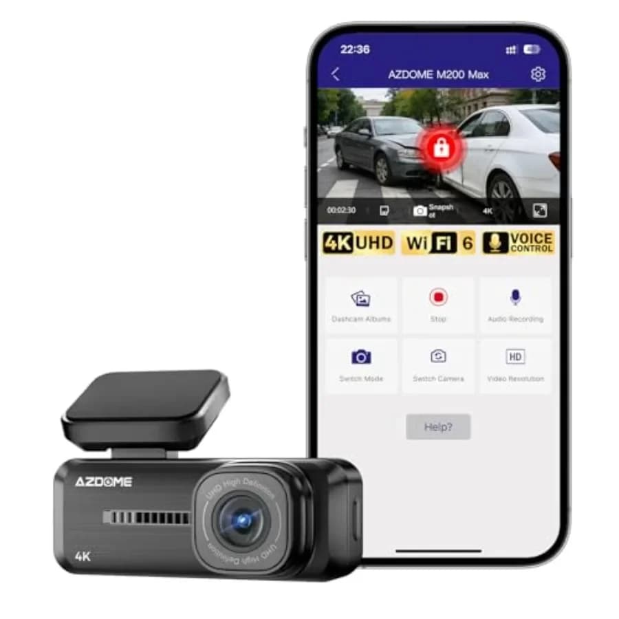 Dash Cam 4K Anteriore, Telecamera per Auto con Controllo Vocale, Mini Dashcam WiFi 6 con Supporto APP Live Chat, Telecamera per Auto, Registrazione in Loop