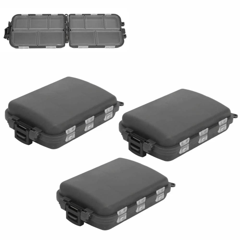 3PCS ABS Fishing Tackle Box 10 Compartments 9.5*6.5*3cm Fishing Hook Case Hard Shell Large Capacity Fishing Lure Box for Anglers