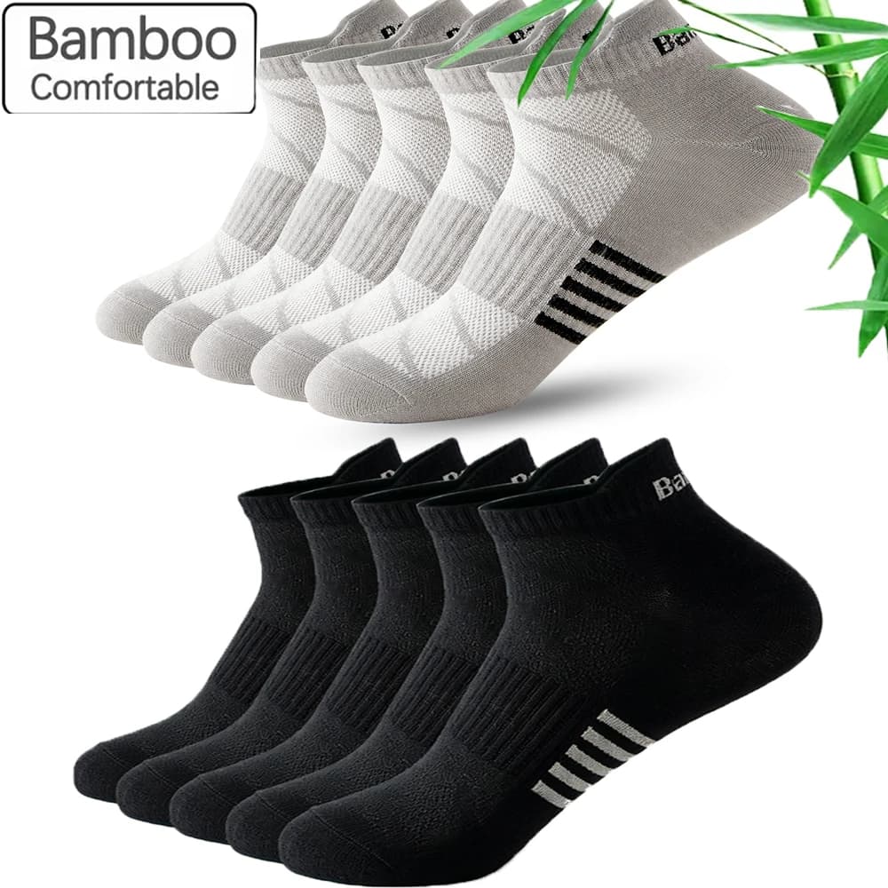 5/10 Pairs Men's Bamboo Fiber Socks Short High Quality New Casual Breatheable Anti-Bacterial Man Ankle Socks Men Size 38-44