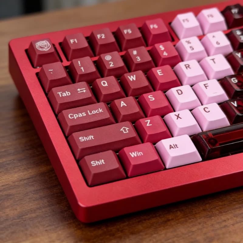 Nuovo Set di Tasti Rossi Doppi Combinati in Materiale PC/PBT con Sublimazione Termica, Profilo Cherry Personalizzato per Tastiera Meccanica