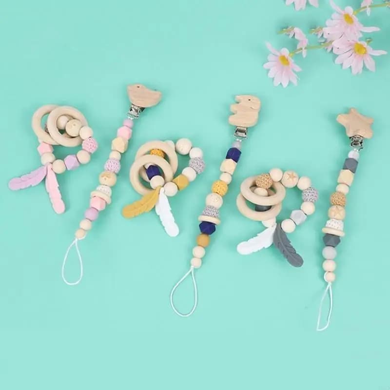 F62d 2pcs/set per perle per perle e clip del ciuccio colorato giocattolo per bambini
