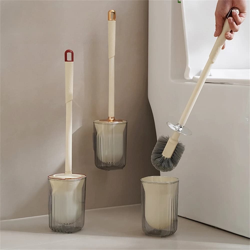 Scopino per WC da bagno creativo con base per la pulizia Spazzole morbide per la casa Accessori per la pulizia Strumenti di supporto a prova di perdite ad asciugatura rapida
