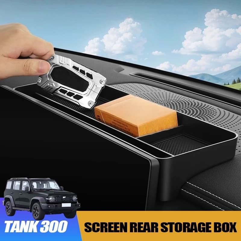 Scatola portaoggetti posteriore per schermo di controllo centrale per auto per GWM WEY Tank 300 2025 Accessorio per la modifica degli interni dell'organizzatore della console centrale