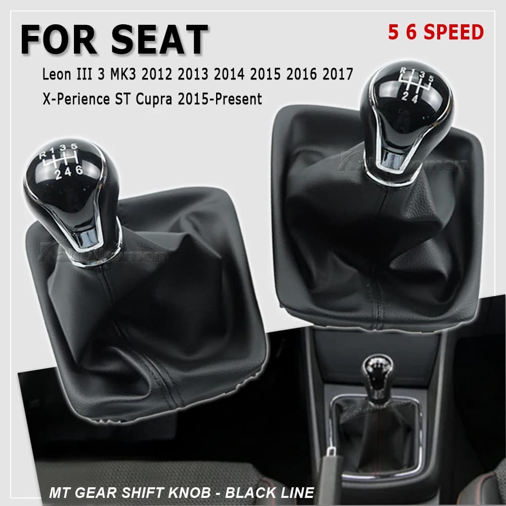 5/6 Speed Gear Stick pomello del cambio livello stivale in pelle per Seat Leon III 3 MK3 5 porte 2012 2013 2014 2015 2016 2017 2018 2019 2020