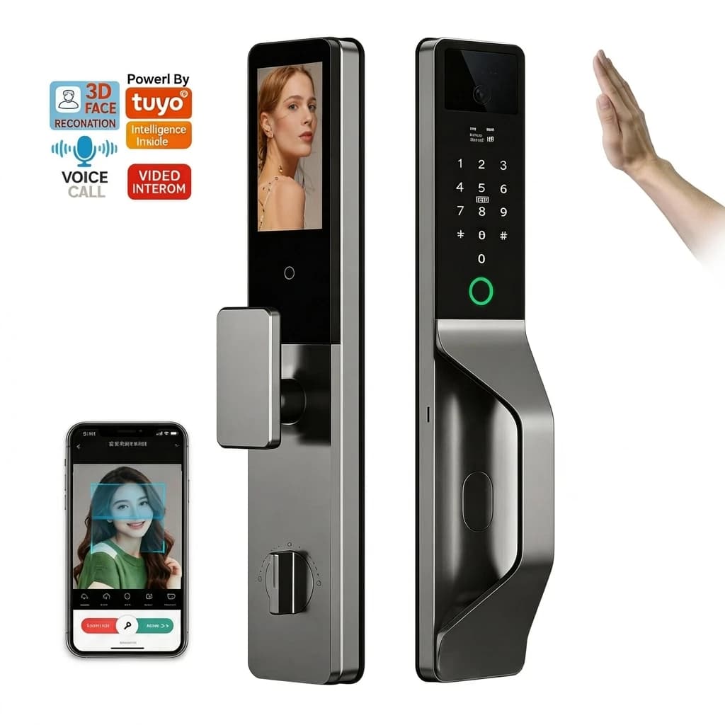 Newly Revealed Smart 3D Face Recognition Door Lock Security Outdoor Active Intercom Camera Alexa Home Main Door Lock
