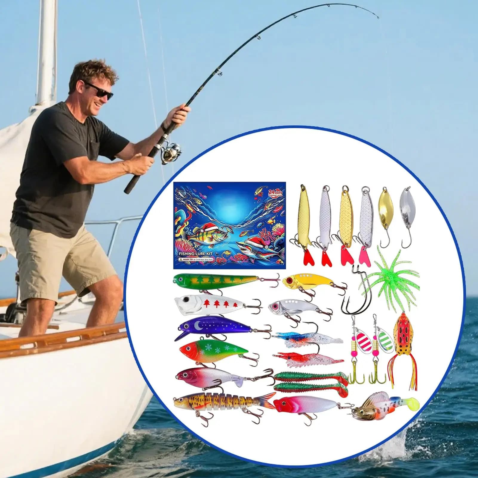 2026 Christmas Countdown Calendar 24 Days Fishing Lure Tackle Kit Toys Bait Themed Countdown Calendar For Husband Boyfriend