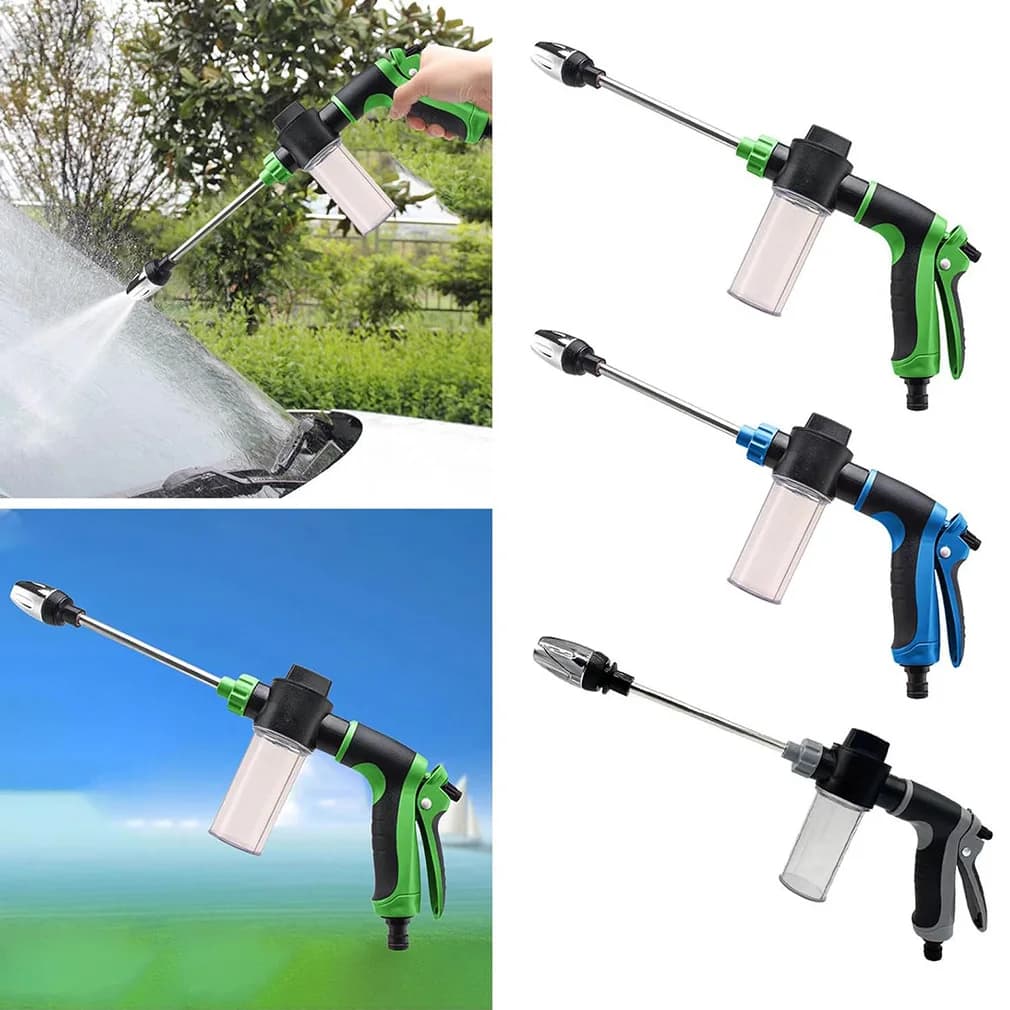 Pistola ad Alta Pressione per Lavaggio Auto con Bottiglia Spray, Ugello Regolabile per Pulizia Auto, Ugello per Tubo da Giardino