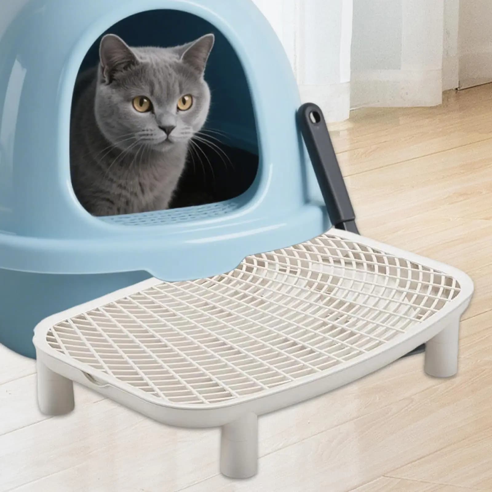 Cat Litter Box Step Ramp Large Mesh Trap Washable Pet Supplies Cat Sand Control for Cat Cage Furniture