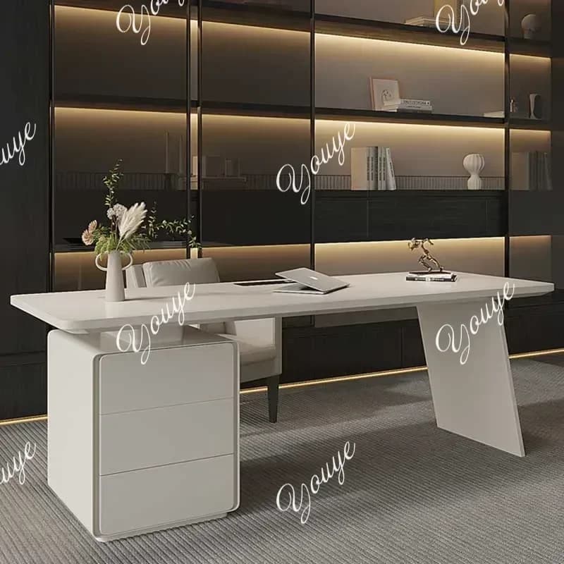 N49 J White Storage Office Desk Altezza Camera da letto Computer da gioco di lusso Scrivania da ufficio Studio Casa in legno Escritorio Oficina Mobili