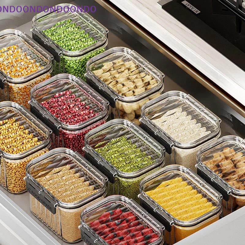 Airtight Container for Foods with Lid, Organizer for Dispensing, PET Stackable, Sealed Jar for Conservation in Kitchen
