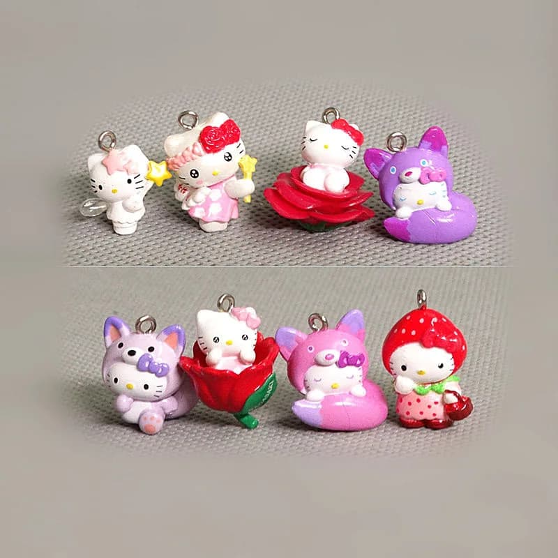 Sanrio Anime Figures Hello Kitty Mymelody Mini Kawaii KT Cat accessori fai da te ciondolo bambola modello giocattoli decorazione Desktop regalo per bambini