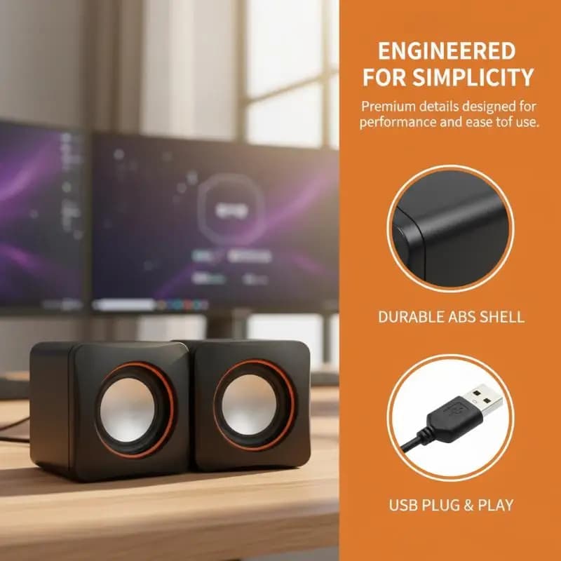 Stereo Computer Speakers 2 Loudspeaker with Built In Microphone for Desktop Computer Enhanced Audio Gaming Room
