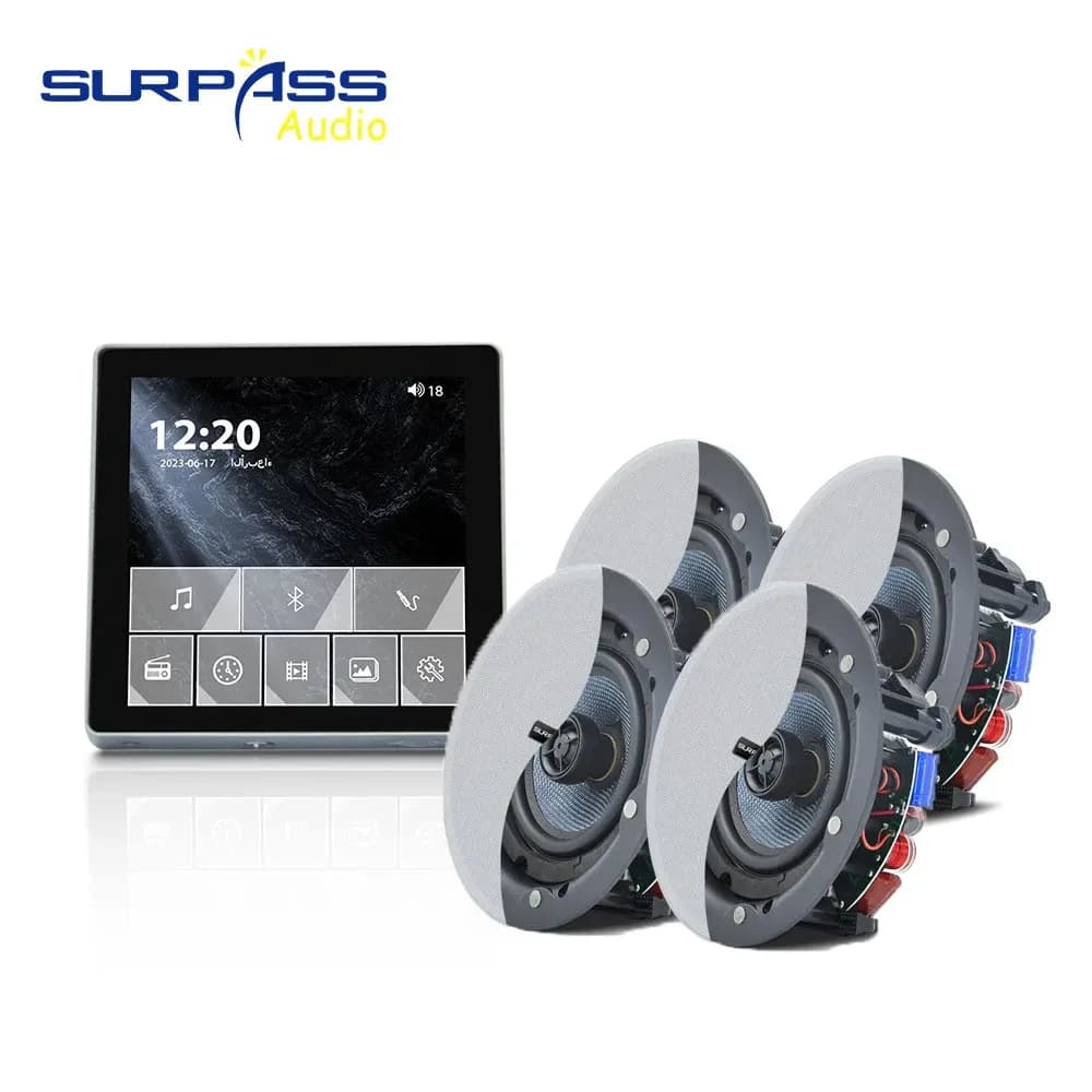 Amplificatore da parete Bluetooth intelligente Pannello musicale da 4 pollici 30W Supporto Radio FM con altoparlante da soffitto coassiale stereo HiFi per residenziale