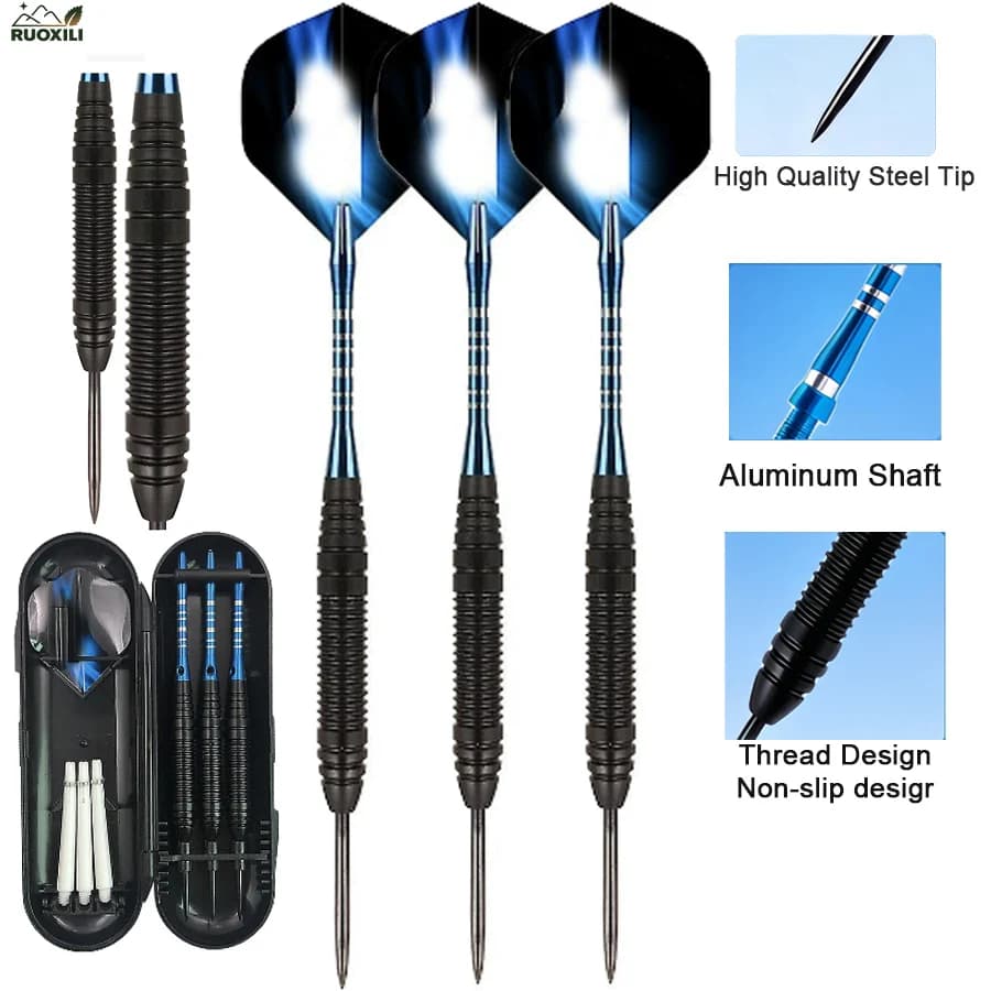 Set di 3 Freccette con Punta in Metallo - Freccette con Custodia Ovale in Plastica, Aghi Professionali per Tornei e Uso Domestico