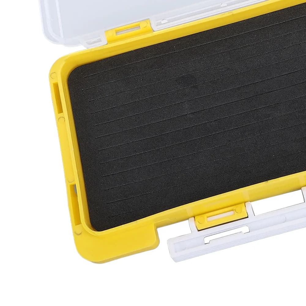 Plastic Fishing Jig Box Yellow Waterproof Fishing Hook Storage 17.3×9.75×2cm Foam Insert Fishing Organizer Box Tackle Storage