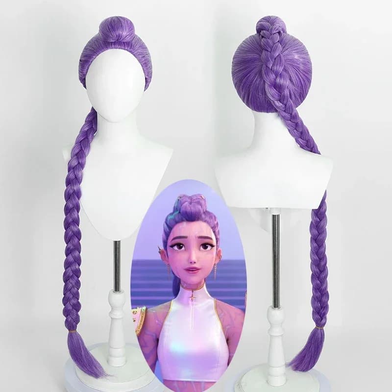 Parrucca per cosplay di film di Halloween, parrucche sintetiche resistenti al calore, capelli lunghi, viola, nero, rosso